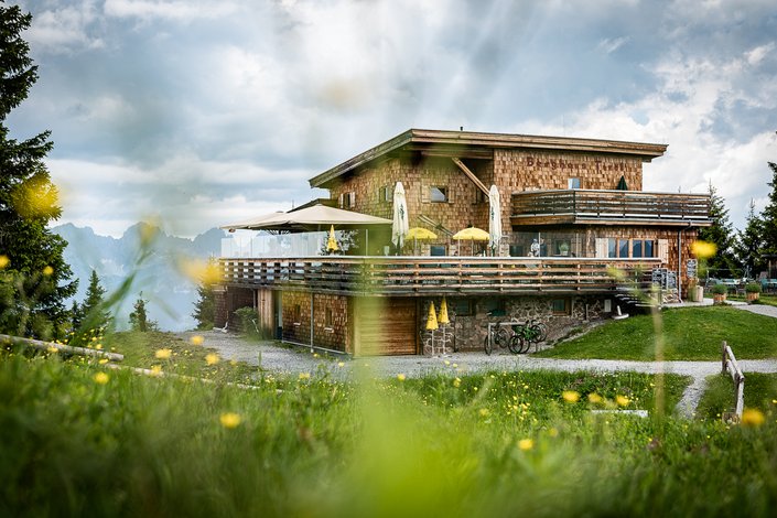 View of the Berghaus Tirol in summer