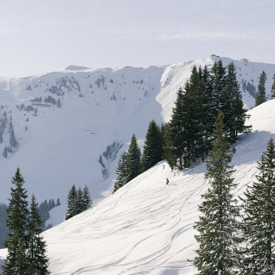 Winter Skifahren Winter in Kitzbühel - Skifahrerin im Skigebiet