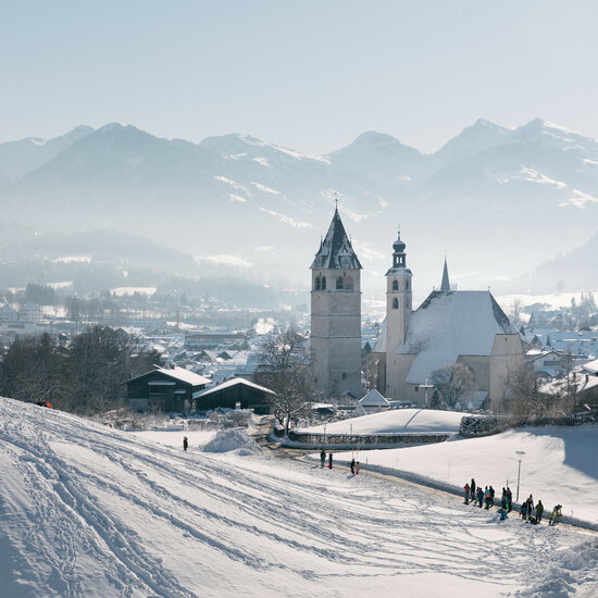The town of Kitzbühel under a thick blanket of snow