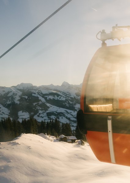 Hahnenkamm gondola at sunrise