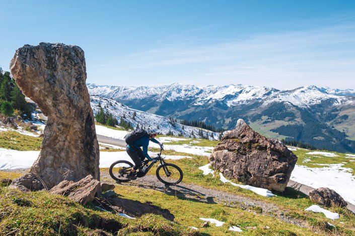 Biker between stones