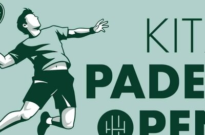 Illustration eines Padel-Spielers beim Schlag neben dem Schriftzug Kitz Padel Open.