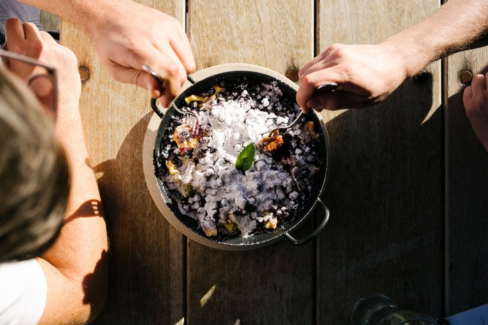 Moosbeerschmarrn in Pfanne