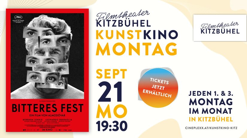 Filmplakat Bitteres Fest und Veranstaltungsinfos zum Kunstkino Montag im Filmtheater Kitzbühel.