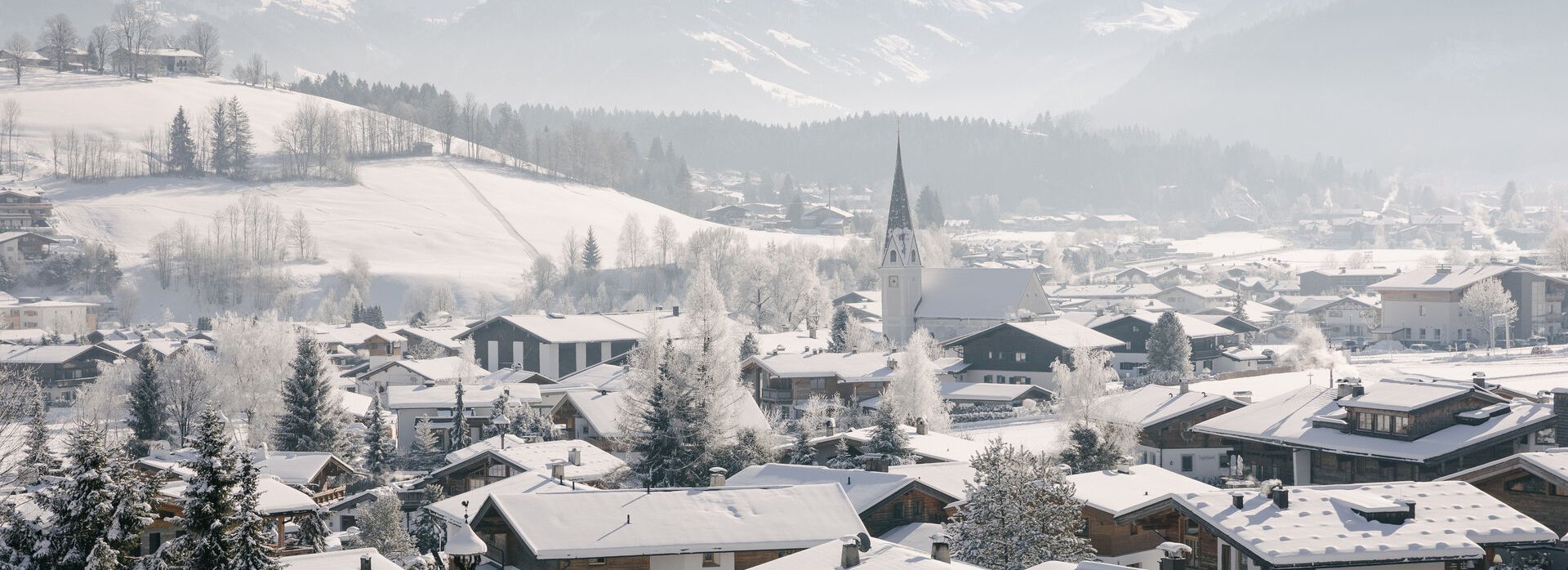 Landschaft Panorama Reith bei Kitzbühel im Schnee