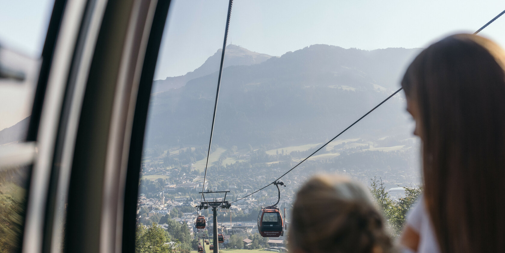Kitzbühel Mountain Railway - View from a gondola on the Hahnenkammbahn