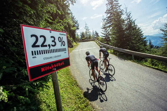 Schild mit Steigung am Kitzbüheler Horn