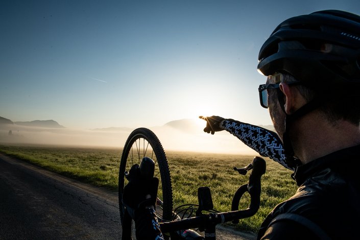 Radfahrer in der früh