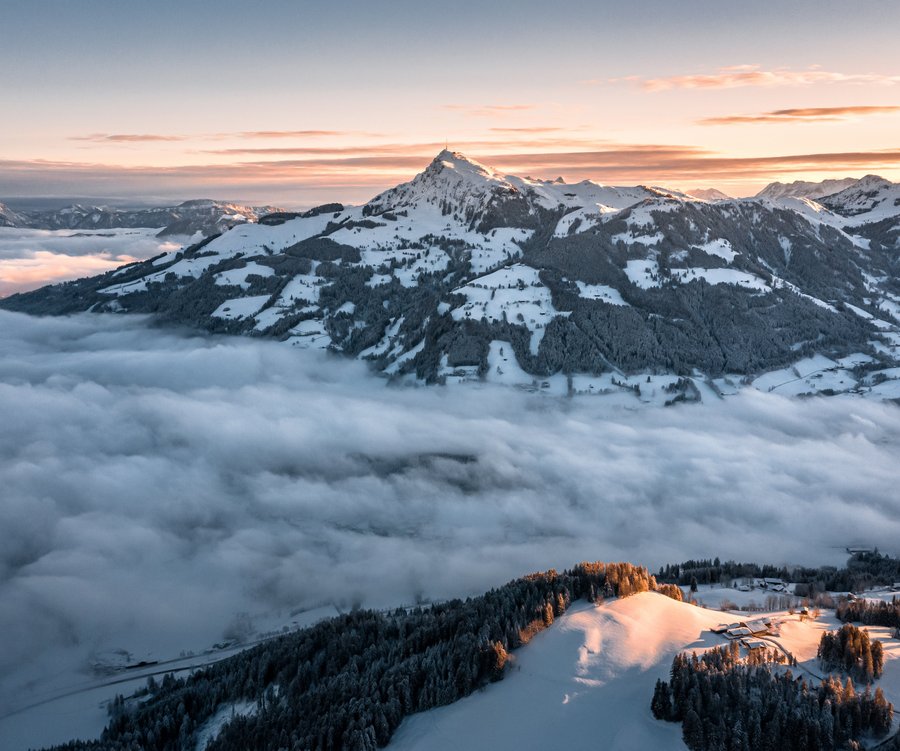 Mountain panorama in winter