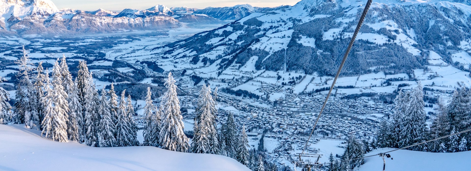 Cable Car of Hahnenkamm in winter 