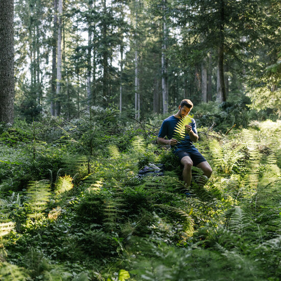 Smelling the scent of nature in the forest