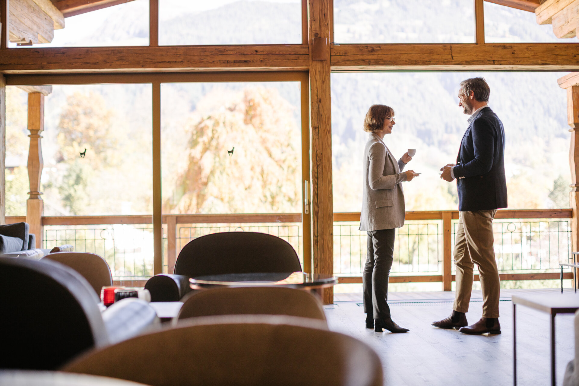A meeting with a view of the countryside