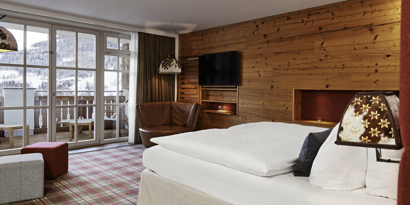 The Grand Tirolia Golf Hotel in Kitzbühel is located right next to the legendary Eichenheim Championship Golf Course. View of a double room