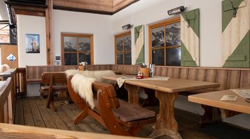 Tables and chairs inside