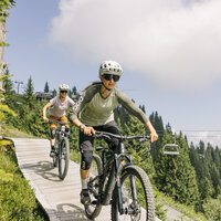 Biking on a trail at Sonnenrast