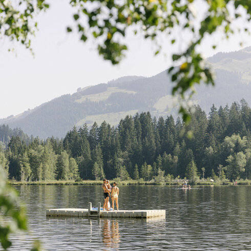 Swimming in Schwarzsee in Kitzbühel