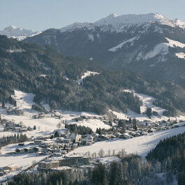 A view of the village of Jochberg near Kitzbühel in winter