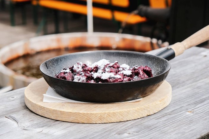 Moosbeere Schmarrn auf der Bruggeralm