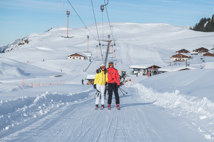 Skifahrer am Ankerlift
