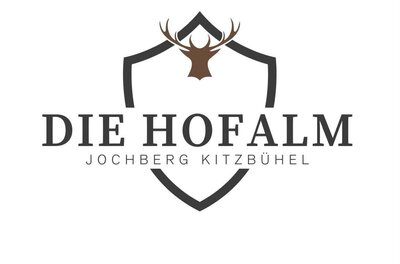 Logo Hofalm Jochberg Logo der Hofalm mit Hirschkopf-Silhouette, Wappenform und dem Schriftzug Die Hofalm Jochberg Kitzbühel.