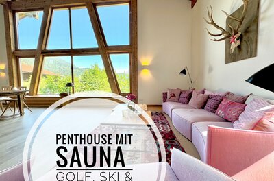 JPEG-Bild-065D9CB5AA6E-1 Ein stilvolles Penthouse mit großen Fenstern und schöner Aussicht. Gemütliche Sitzecke und Sauna, ideal für Golf- und Skiurlaub.