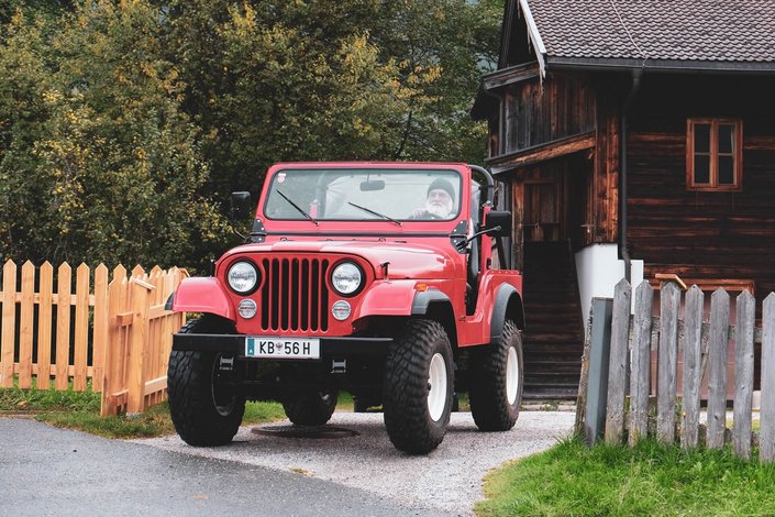 A red jeep