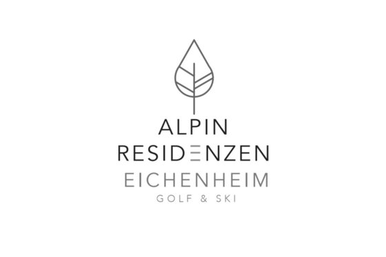 Logo Alpin Residenzen Eichenheim Logo der Alpin Residenzen Eichenheim mit Blatt-Symbol und Text auf weißem Hintergrund.