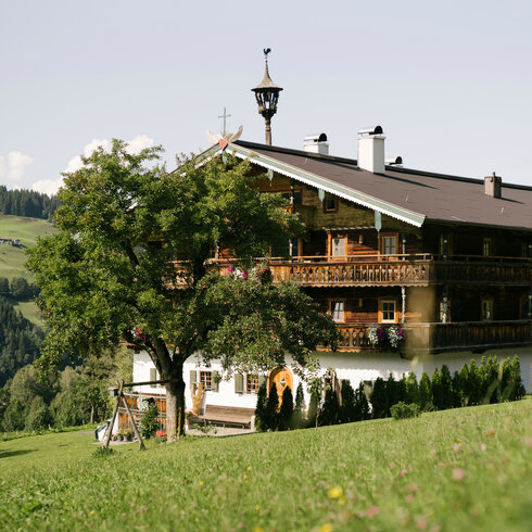 Einladendes Bauernhaus mit Blick auf die Berge und Wiesen Bauernhaus in Kitzbühel