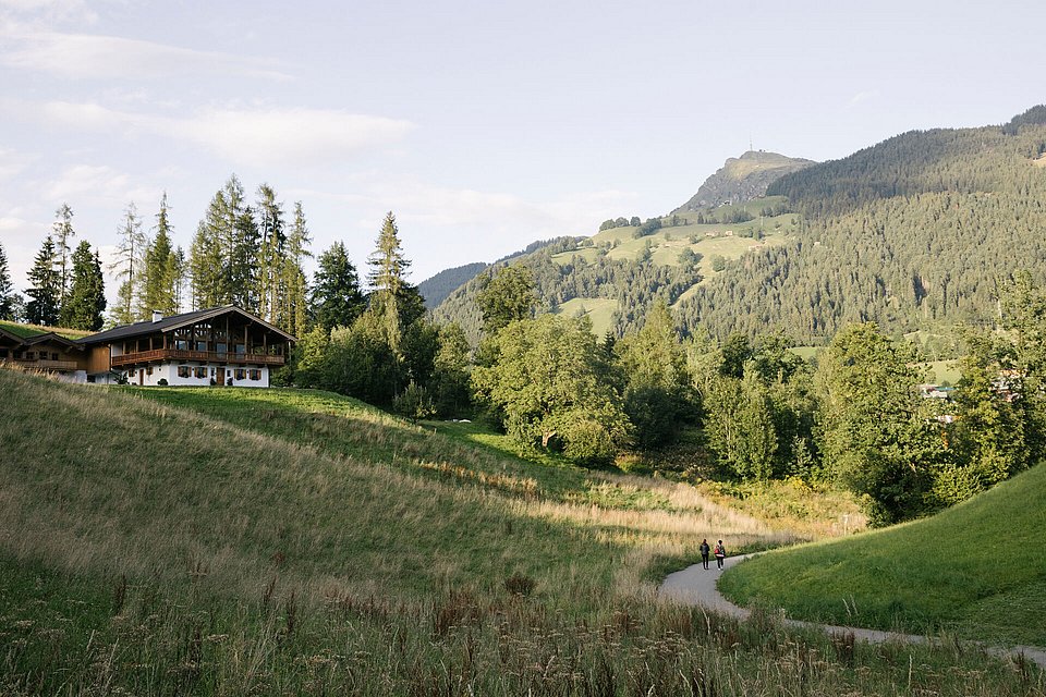 Landschaft mit altem Bauernhof