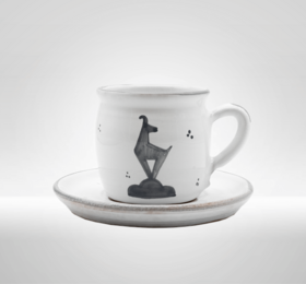 Ceramic mug with saucer