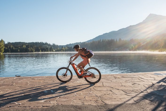 Biker at the lake