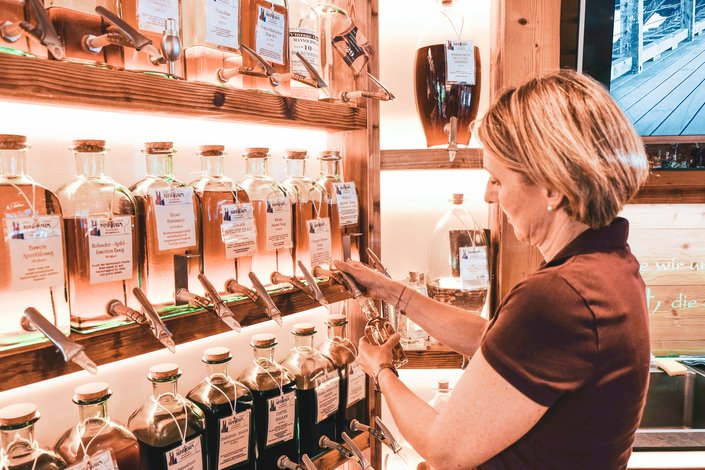 Josy filling the bottles