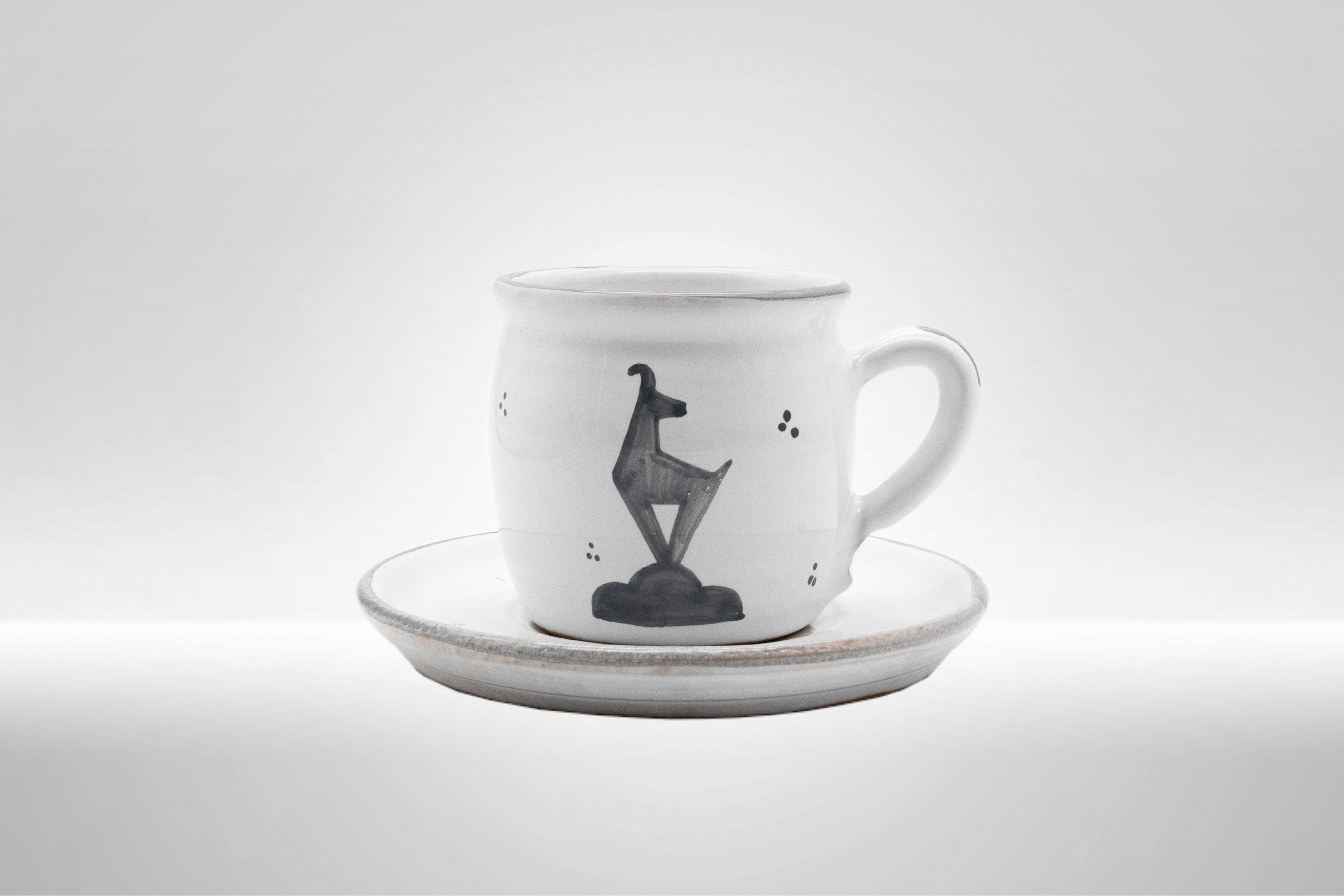 Kitzshop Keramik Tasse mit Untertasse grau